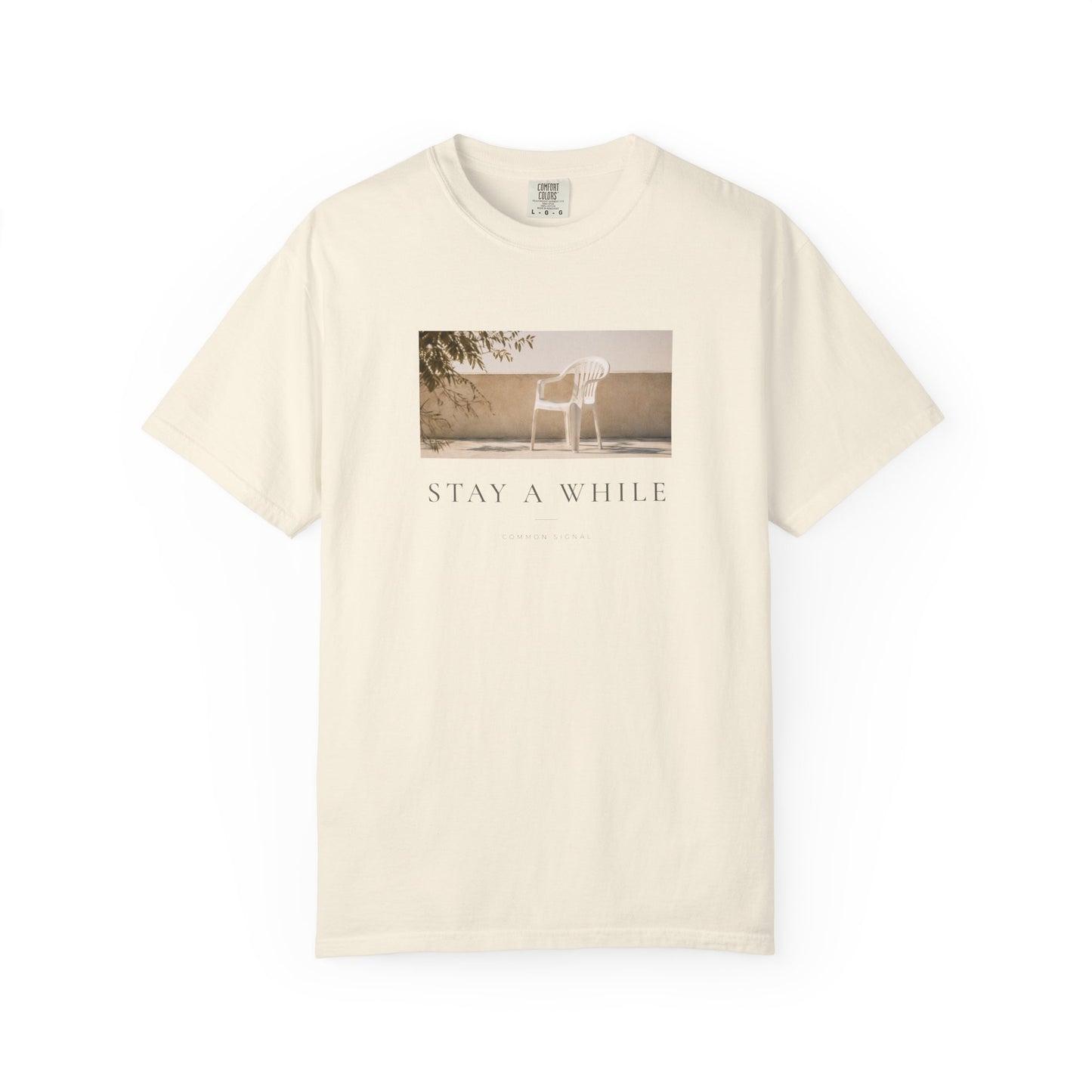 Minimal Plastic Chair Graphic Tee – Minimal Neutral Unisex Comfort Colors T-Shirt