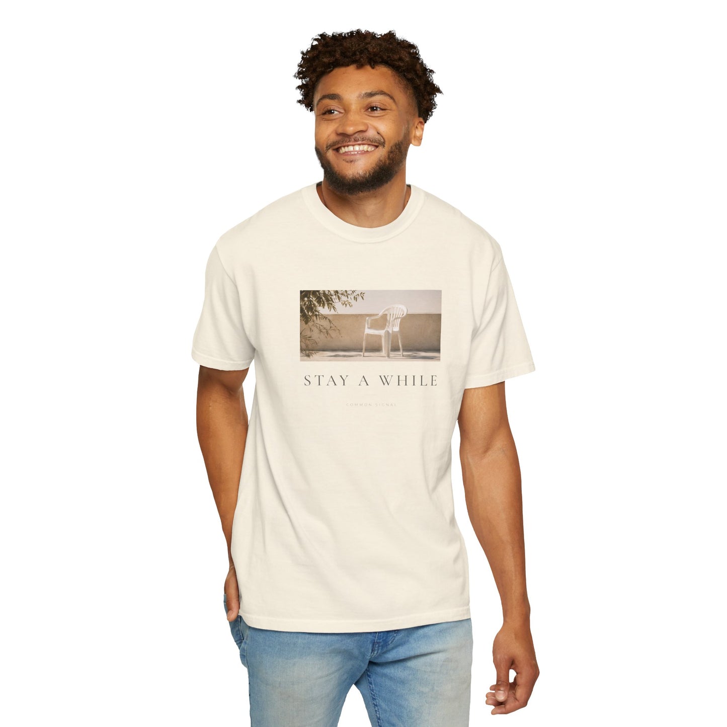 Minimal Plastic Chair Graphic Tee – Minimal Neutral Unisex Comfort Colors T-Shirt