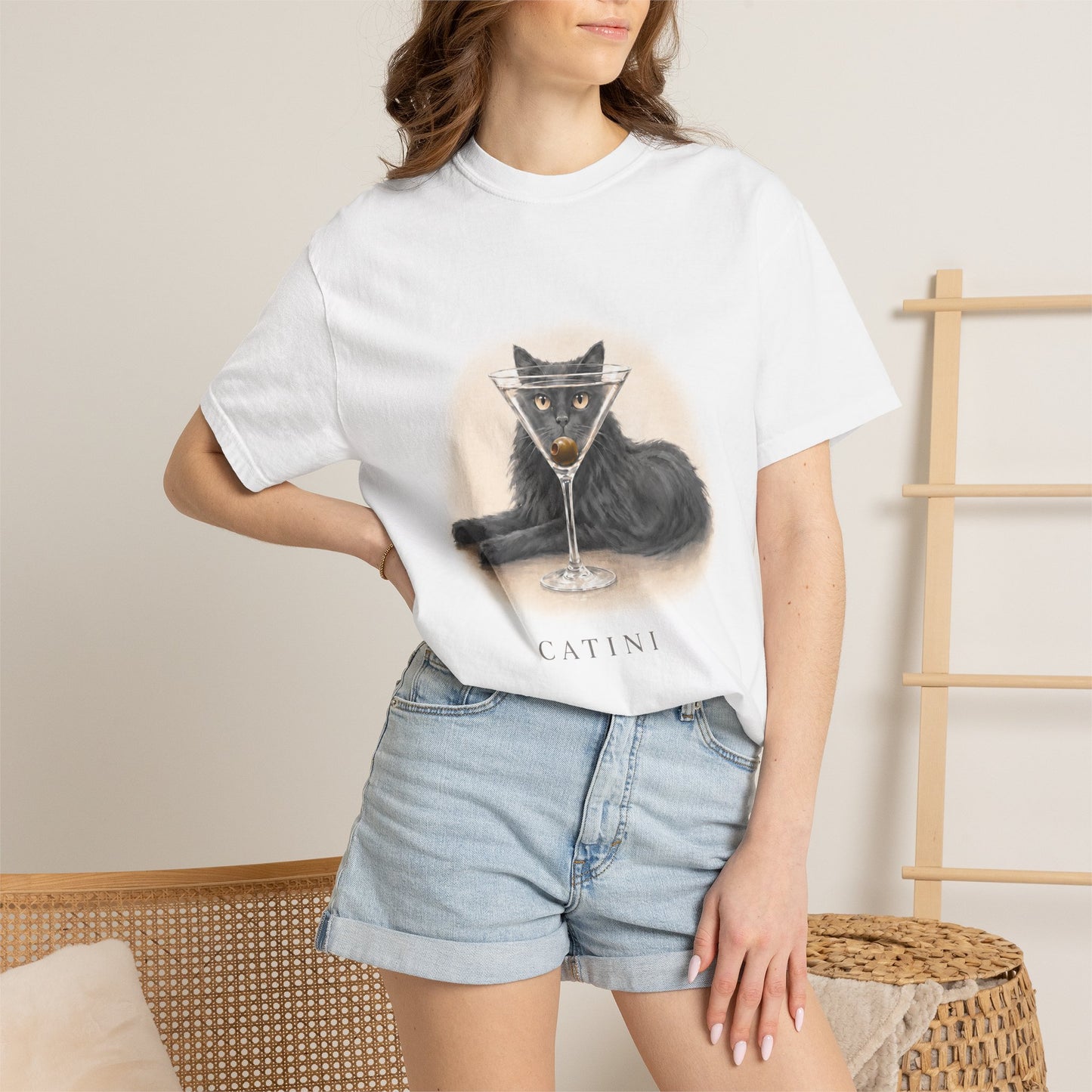 Catini Martini T Shirt — Cat with Martini Graphic Tee