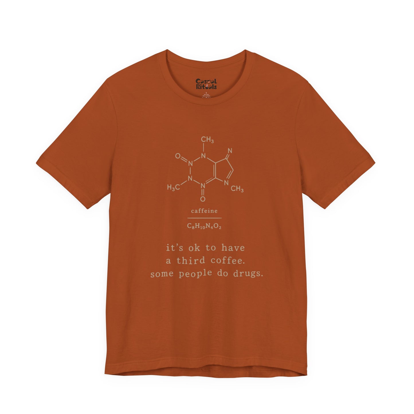 Caffeine Molecule T‑Shirt — “It’s OK to Have a Third Coffee” Graphic Tee