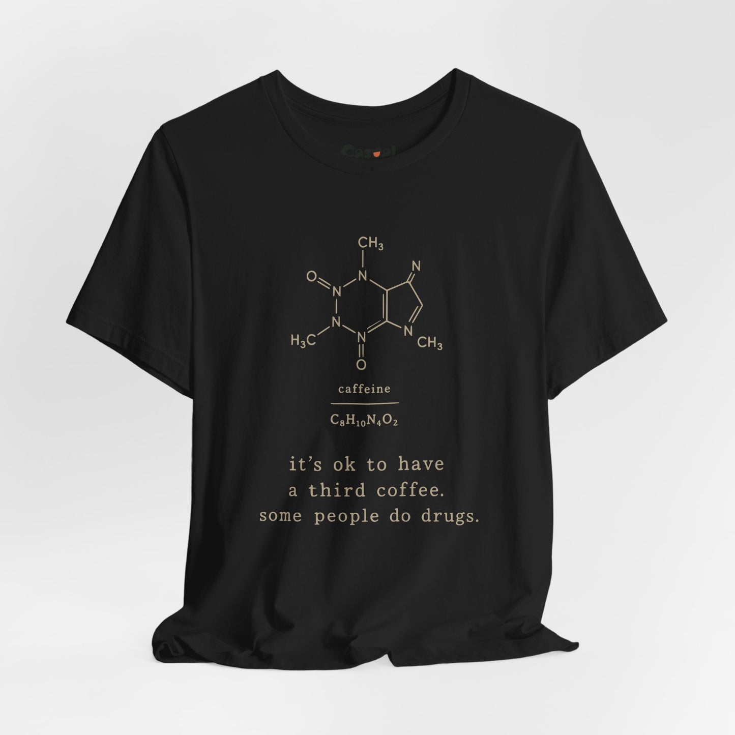 Caffeine Molecule T‑Shirt — “It’s OK to Have a Third Coffee” Graphic Tee