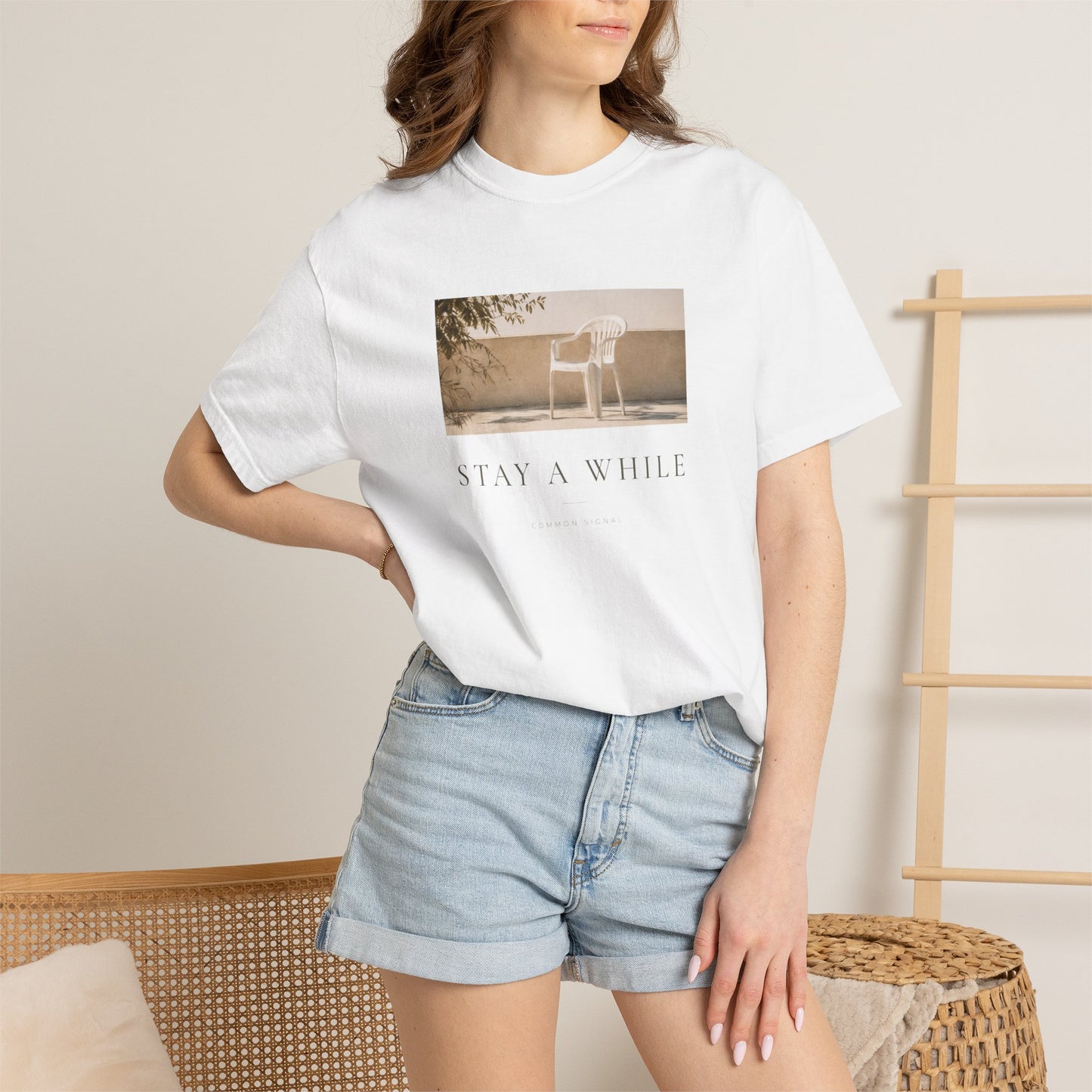 Minimal Plastic Chair Graphic Tee – Minimal Neutral Unisex Comfort Colors T-Shirt
