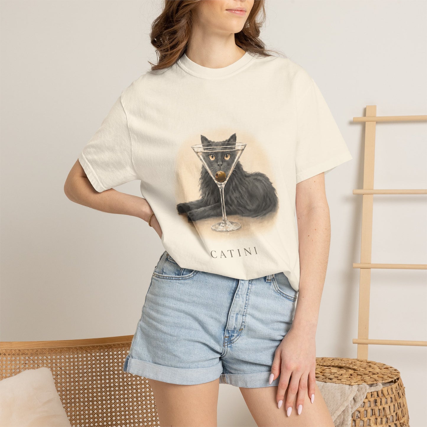 Catini Martini T Shirt — Cat with Martini Graphic Tee
